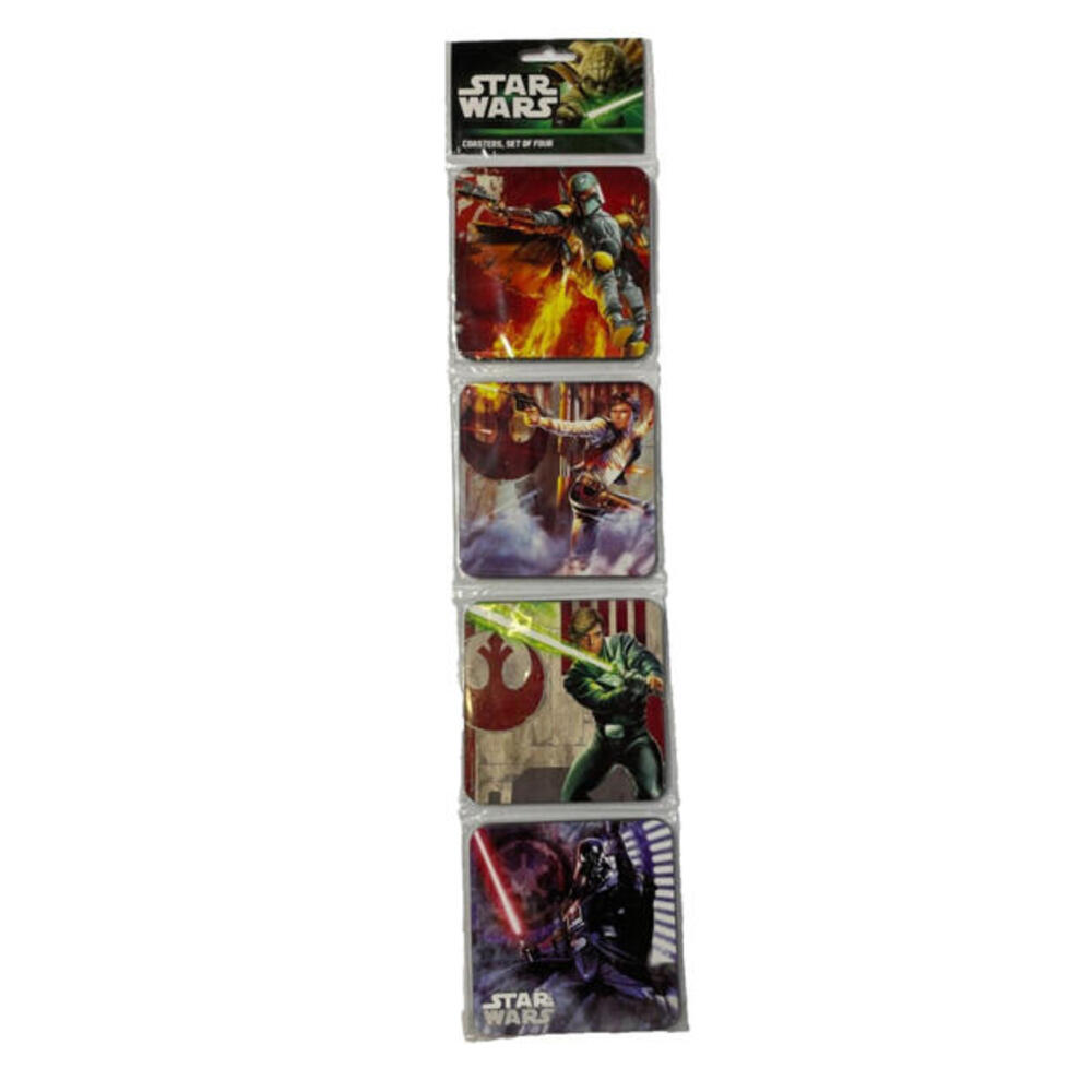 Vandor Star Wars Set of 4 Coasters Cork Backed Boba Fett Darth Vader NEW 99085